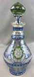 Antique (c. 1890) Clear Glass Decanter w/ Blue and Green 