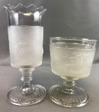 Antique Westward Ho Glassware - Celery Vase and Spooner