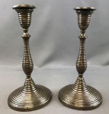 Antique Plated Copper/Brass Weighted Candlesticks