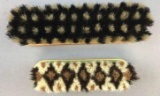 Pair of Vintage Patterned Bristle Clothing Brushes