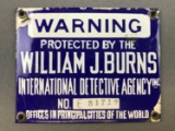 Vintage Enamel Warning Sign : Burns Detective Agency