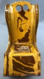 Vintage Hand Formed Yellow Ware Rocking Chair