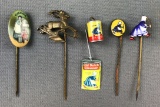 Group of 5 : Antique Advertising Stick Pins + More