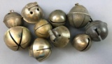 Group of 10 :Antique Brass Sleigh Bells