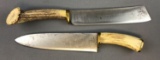 Lot of 2 : Vintage Antler Handle Knives
