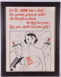 Vintage 1953 7 Up Miss America Framed Advertising Poster