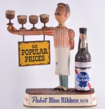 Vintage Pabst Blue Ribbon Advertising Metal Bartender Back Bar Statue