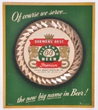 Vintage Brewer's Best Pilsner Premium Beer Advertising Cardboard Countertop Sign