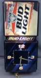 Bud Light Light-up Beer Advertising Sign/Clock