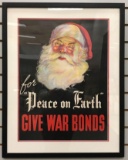 Framed and Matted Vintage Santa War Bonds Print