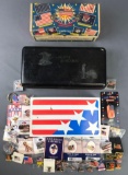 Group of 40+ Patriotic Items - Boxes, Pins, Keychains