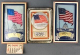 Group of 3 : Vintage Reverse Painted Glass Patriotic Advertising Calendars