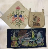 Group of 3 : Vintage Patriotic Printed Fabric Items