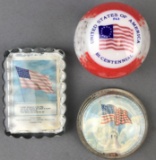 Group of 3 : Patriotic Glass Paperweights