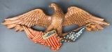 Vintage Ceramic Eagle and Flag Wall Plaque