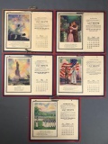 Group of 5 : Antique (1918) Patriotic Advertising Calendar Pages