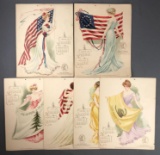 Group of 9 : Antique (1902) Patriotic Advertising Calendars