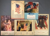 Group of 5 : Antique (1920) and Vintage (1934-1946) Patriotic Advertising Calendars