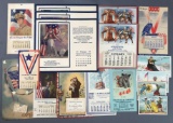 Group of 17 : Antique (1879-1918) and Vintage (1941-1955) Patriotic Advertising Calendars