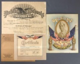 Group of 3 : Vintage (1942) Patriotic Certificates/Photo