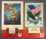 Group of 2 : Vintage (1944,1945) Patriotic Advertising Calendars