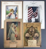 Group of 4 : Antique (1902,1908,1919) and Vintage (1921) Patriotic Advertising Calendars
