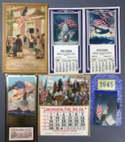 Group of 6 : Antique (1905) and Vintage (1943,1945) Patriotic Advertising Calendars