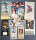 Group of 8 : Antique (1917,1918) and Vintage (1923-1947) Patriotic Advertising Calendars