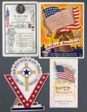 Group of 4 : Antique (1918) and Vintage Assorted Patriotic Ephemera