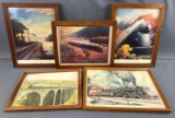 Group of 5 : Vintage Railroad Prints