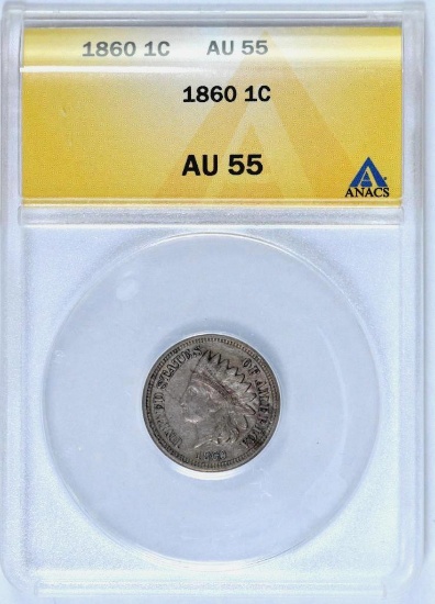 1860 CN Indian Head Cent (ANACS) AU55.
