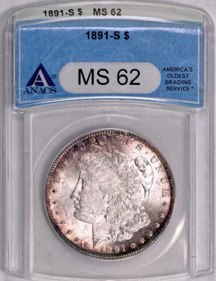 1891 S Morgan Silver Dollar (ANACS) MS62.