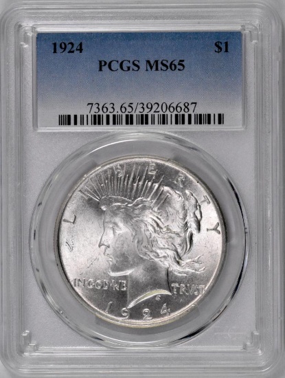 1924 P Peace Silver Dollar (PCGS) MS65.