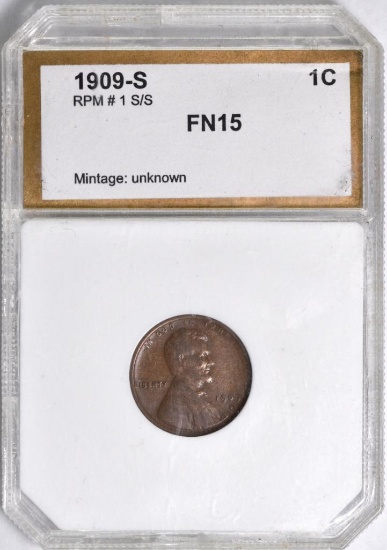 1909 S/S Lincoln Wheat Cent (PCI) F15.