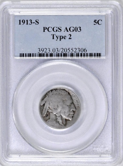 1913 S Ty. 2 Buffalo Nickel (PCGS) AG03.