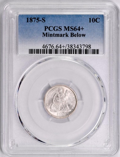 1875 Seated Liberty Silver Dime (PCGS) MS64+.