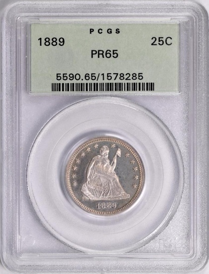 1889 Seated Liberty Silver Quarter (PCGS) PR65.