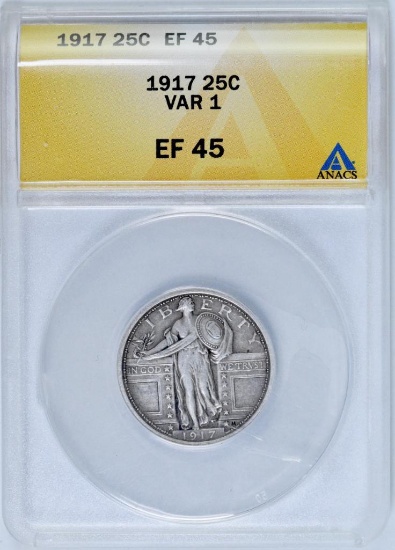 1917 P Ty.1 Standing Liberty Quarter (ANACS) EF45.