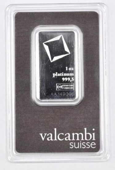 Valcambi Suisse 1oz. Platinum Ingot / Bar.