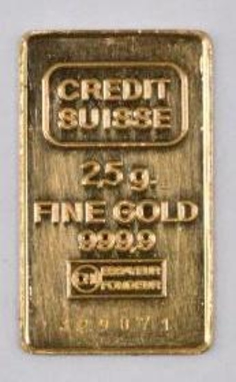 Credit Suisse 2.5 Gram Gold Ingot/Bar.