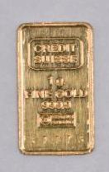 Credit Suisse 1 Gram Gold Ingot/Bar.