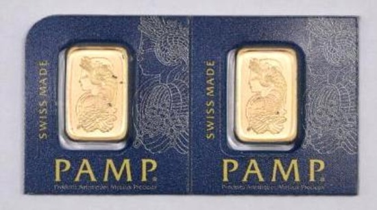 Group of (2) PAMP Suisse 1 Gram 999.9 Gold Ingot/Bar.