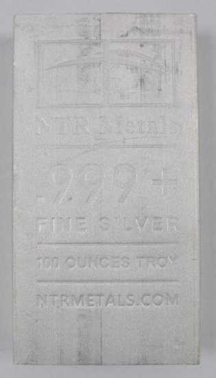 NTR Metals 100oz. .999 Fine Silver Ingot / Bar.