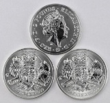 Group of (3) 2019 1 oz .999 British Silver Royal Arms Coins.
