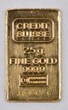 Credit Suisse 2.5 Gram Gold Ingot/Bar.