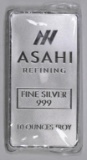 Asahi Refining 10oz. .999 Fine Silver Ingot / Bar.