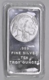 Buffalo Design 10oz. .999 Fine Silver Ingot / Bar.