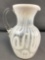 Vintage Art Glass Pitcher- Opalescent Milk Glass Overlay