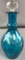 Victorian Hand Blown Blue Enameled Glass Barber Bottle w/ Stopper