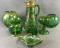 7 Piece Group of Assorted Antique Green/Gilt Glass